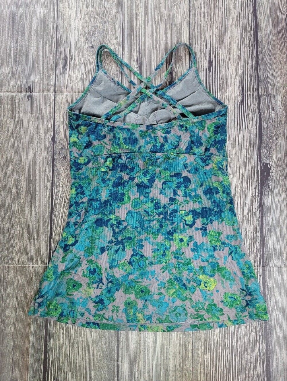 REI Floral Racerback Tank Top With Built In Bra - Picture 4 of 7